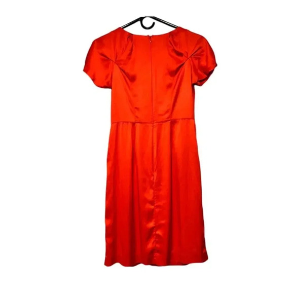 Banana Republic Sheath Dress Size 4 petite stretch orange red Satin - Picture 2 of 5